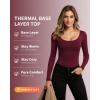 imageMANGOPOP Long Sleeve Shirts for Women Slim Fitted Scoop Neck Top Fleece Thermal Undershirts Base Layer Going Out Trendy 2025Burgundy