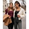 imageMANGOPOP Long Sleeve Shirts for Women Slim Fitted Scoop Neck Top Fleece Thermal Undershirts Base Layer Going Out Trendy 2025Burgundy