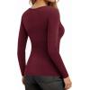 imageMANGOPOP Long Sleeve Shirts for Women Slim Fitted Scoop Neck Top Fleece Thermal Undershirts Base Layer Going Out Trendy 2025Burgundy