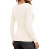 imageMANGOPOP Long Sleeve Shirts for Women Slim Fitted Scoop Neck Top Fleece Thermal Undershirts Base Layer Going Out Trendy 2025Bwhite