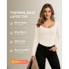 imageMANGOPOP Long Sleeve Shirts for Women Slim Fitted Scoop Neck Top Fleece Thermal Undershirts Base Layer Going Out Trendy 2025Bwhite