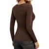 imageMANGOPOP Long Sleeve Shirts for Women Slim Fitted Scoop Neck Top Fleece Thermal Undershirts Base Layer Going Out Trendy 2025Coffee