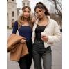 imageMANGOPOP Long Sleeve Shirts for Women Slim Fitted Scoop Neck Top Fleece Thermal Undershirts Base Layer Going Out Trendy 2025Dark Blue