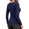 imageMANGOPOP Long Sleeve Shirts for Women Slim Fitted Scoop Neck Top Fleece Thermal Undershirts Base Layer Going Out Trendy 2025Dark Blue