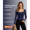 imageMANGOPOP Long Sleeve Shirts for Women Slim Fitted Scoop Neck Top Fleece Thermal Undershirts Base Layer Going Out Trendy 2025Dark Blue