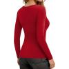 imageMANGOPOP Long Sleeve Shirts for Women Slim Fitted Scoop Neck Top Fleece Thermal Undershirts Base Layer Going Out Trendy 2025Red
