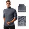 imageMANGOPOP Mens Mock Turtleneck Long Sleeve Shirts Fleece Ribbed Knit Pullover Sweater Basic Thermal Undershirt Tops 2025Blue Grey
