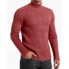 imageMANGOPOP Mens Mock Turtleneck Long Sleeve Shirts Fleece Ribbed Knit Pullover Sweater Basic Thermal Undershirt Tops 2025Wine Red