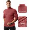 imageMANGOPOP Mens Mock Turtleneck Long Sleeve Shirts Fleece Ribbed Knit Pullover Sweater Basic Thermal Undershirt Tops 2025Wine Red