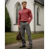 imageMANGOPOP Mens Mock Turtleneck Long Sleeve Shirts Fleece Ribbed Knit Pullover Sweater Basic Thermal Undershirt Tops 2025Wine Red