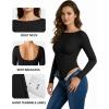 imageMANGOPOP Womens Backless Long Sleeve Bodysuit Boat Neck Y2K Body Suit Open Back Sexy Fall Basic Top01 Black
