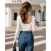 imageMANGOPOP Womens Backless Long Sleeve Bodysuit Boat Neck Y2K Body Suit Open Back Sexy Fall Basic Top02 White