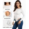 imageMANGOPOP Womens Backless Long Sleeve Bodysuit Boat Neck Y2K Body Suit Open Back Sexy Fall Basic Top02 White
