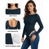 imageMANGOPOP Womens Backless Long Sleeve Bodysuit Boat Neck Y2K Body Suit Open Back Sexy Fall Basic TopDeep Blue