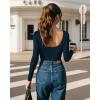 imageMANGOPOP Womens Backless Long Sleeve Bodysuit Boat Neck Y2K Body Suit Open Back Sexy Fall Basic TopDeep Blue