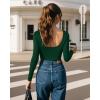 imageMANGOPOP Womens Backless Long Sleeve Bodysuit Boat Neck Y2K Body Suit Open Back Sexy Fall Basic TopDeep Green