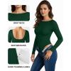 imageMANGOPOP Womens Backless Long Sleeve Bodysuit Boat Neck Y2K Body Suit Open Back Sexy Fall Basic TopDeep Green