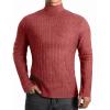 imageMANGOPOP Mens Mock Turtleneck Long Sleeve Shirts Fleece Ribbed Knit Pullover Sweater Basic Thermal Undershirt Tops 2025Wine Red