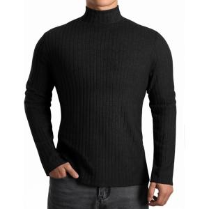 imageMANGOPOP Mens Mock Turtleneck Long Sleeve Shirts Fleece Ribbed Knit Pullover Sweater Basic Thermal Undershirt Tops 2025Ablack