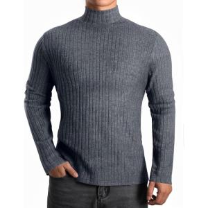 imageMANGOPOP Mens Mock Turtleneck Long Sleeve Shirts Fleece Ribbed Knit Pullover Sweater Basic Thermal Undershirt Tops 2025Blue Grey
