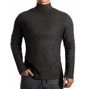 imageMANGOPOP Mens Mock Turtleneck Long Sleeve Shirts Fleece Ribbed Knit Pullover Sweater Basic Thermal Undershirt Tops 2025Cblack Gray