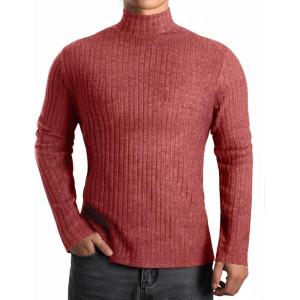 imageMANGOPOP Mens Mock Turtleneck Long Sleeve Shirts Fleece Ribbed Knit Pullover Sweater Basic Thermal Undershirt Tops 2025Wine Red