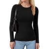 image:imageMANGOPOP Long Sleeve Shirts for Women Thermal Crew Neck Fitted Fleece Tops Trendy Going Out Fall Winter Womens Tops 2026A01 Black