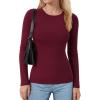 image:imageMANGOPOP Long Sleeve Shirts for Women Thermal Crew Neck Fitted Fleece Tops Trendy Going Out Fall Winter Womens Tops 2026Burgundy