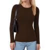 image:imageMANGOPOP Long Sleeve Shirts for Women Thermal Crew Neck Fitted Fleece Tops Trendy Going Out Fall Winter Womens Tops 2026Coffee