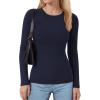 image:imageMANGOPOP Long Sleeve Shirts for Women Thermal Crew Neck Fitted Fleece Tops Trendy Going Out Fall Winter Womens Tops 2026Deep Blue