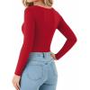 image:imageMANGOPOP Long Sleeve Shirts for Women Thermal Crew Neck Fitted Fleece Tops Trendy Going Out Fall Winter Womens Tops 2026Red
