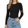 image:imageMANGOPOP Long Sleeve Shirts for Women Thermal Crew Neck Fitted Fleece Tops Trendy Going Out Fall Winter Womens Tops 2026A01 Black