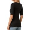 image:imageMANGOPOP Half Sleeve Tops for Women Crew Neck Slim Fitted Casual Going Out T Shirt Tops 2026 TrendyBlack