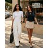 image:imageMANGOPOP Half Sleeve Tops for Women Crew Neck Slim Fitted Casual Going Out T Shirt Tops 2026 TrendyCreamy White