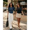 image:imageMANGOPOP Half Sleeve Tops for Women Crew Neck Slim Fitted Casual Going Out T Shirt Tops 2026 TrendyDeep Blue