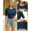 image:imageMANGOPOP Half Sleeve Tops for Women Crew Neck Slim Fitted Casual Going Out T Shirt Tops 2026 TrendyDeep Blue