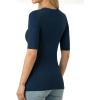 image:imageMANGOPOP Half Sleeve Tops for Women Crew Neck Slim Fitted Casual Going Out T Shirt Tops 2026 TrendyDeep Blue