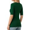 image:imageMANGOPOP Half Sleeve Tops for Women Crew Neck Slim Fitted Casual Going Out T Shirt Tops 2026 TrendyDeep Green