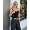 image:imageMANGOPOP Women Sexy Adjustable Halter V Neck Tank Top Backless Double Lined Cami Slim Basic Going Out 2026 Summer TrendyBlack
