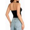 image:imageMANGOPOP Women Sexy Adjustable Halter V Neck Tank Top Backless Double Lined Cami Slim Basic Going Out 2026 Summer TrendyBlack