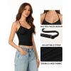 image:imageMANGOPOP Women Sexy Adjustable Halter V Neck Tank Top Backless Double Lined Cami Slim Basic Going Out 2026 Summer TrendyBlack