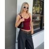 image:imageMANGOPOP Women Sexy Adjustable Halter V Neck Tank Top Backless Double Lined Cami Slim Basic Going Out 2026 Summer TrendyBurgundy
