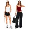 image:imageMANGOPOP Women Sexy Adjustable Halter V Neck Tank Top Backless Double Lined Cami Slim Basic Going Out 2026 Summer TrendyBurgundy