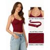 image:imageMANGOPOP Women Sexy Adjustable Halter V Neck Tank Top Backless Double Lined Cami Slim Basic Going Out 2026 Summer TrendyBurgundy