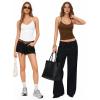 image:imageMANGOPOP Women Sexy Adjustable Halter V Neck Tank Top Backless Double Lined Cami Slim Basic Going Out 2026 Summer TrendyCoffee