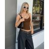 image:imageMANGOPOP Women Sexy Adjustable Halter V Neck Tank Top Backless Double Lined Cami Slim Basic Going Out 2026 Summer TrendyCoffee