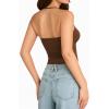 image:imageMANGOPOP Women Sexy Adjustable Halter V Neck Tank Top Backless Double Lined Cami Slim Basic Going Out 2026 Summer TrendyCoffee