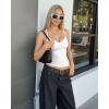 image:imageMANGOPOP Women Sexy Adjustable Halter V Neck Tank Top Backless Double Lined Cami Slim Basic Going Out 2026 Summer TrendyWhite