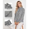 image:imageMANGOPOP Womens Ruffle Neck Plaid Button Down Shirts Long Sleeve Gingham Dress Tops Busines Casual Checkered BlousesBlack