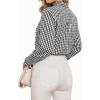 image:imageMANGOPOP Womens Ruffle Neck Plaid Button Down Shirts Long Sleeve Gingham Dress Tops Busines Casual Checkered BlousesBlack